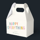Happy Everything Playful Multicolor Typography Fun Favour Box<br><div class="desc">Spread joy on any occasion with this cheerful "Happy Everything" favour box! Featuring a playful multicolor font on a clean white background, this versatile box is perfect for party favours, small gifts, or treats. Customise it with your family name or a special message to make it uniquely yours. Ideal for...</div>