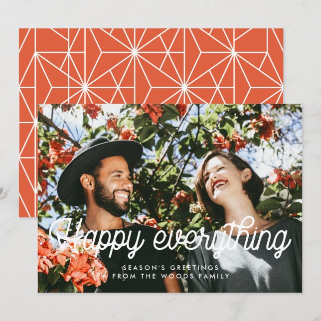 Happy Everything Retro Vintage Photo Holiday Card (Front/Back)