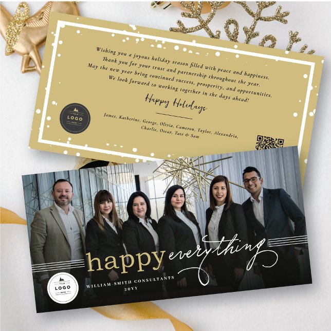Happy Everything Simple Typography Photo Business Holiday Card (Creator Uploaded)