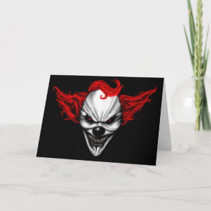 Happy Evil Clown Red Hair Card