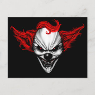 Happy Evil Clown Red Hair Postcard