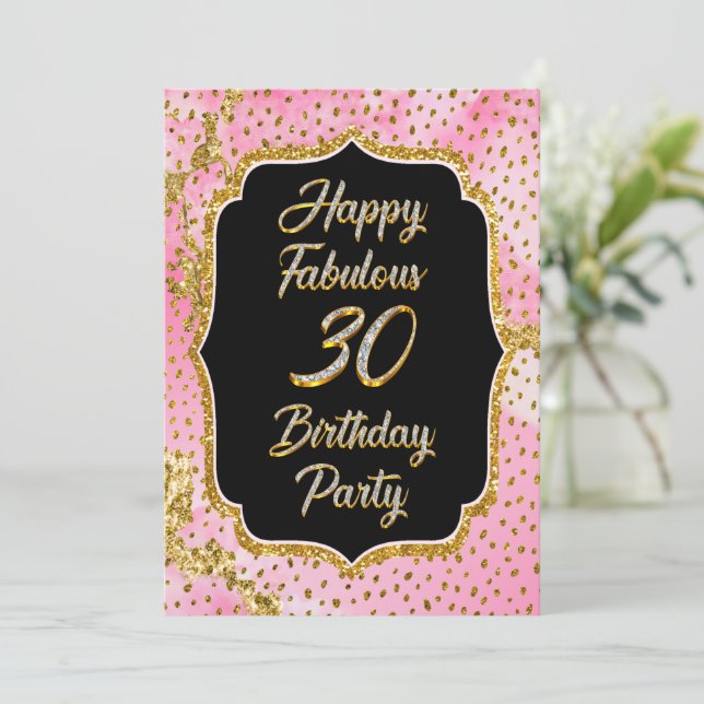 Happy Fabulous 30th Birthday Party Invitation (Standing Front)
