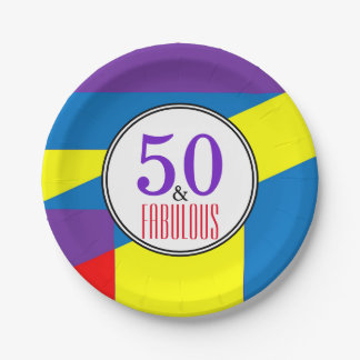 Happy Fabulous Birthday Party | Stripes Pattern Paper Plate