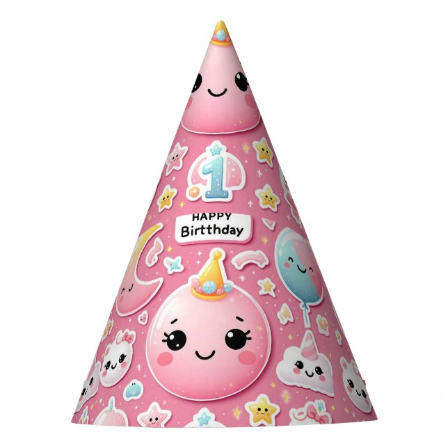 Happy face birthday party hat  (Front)