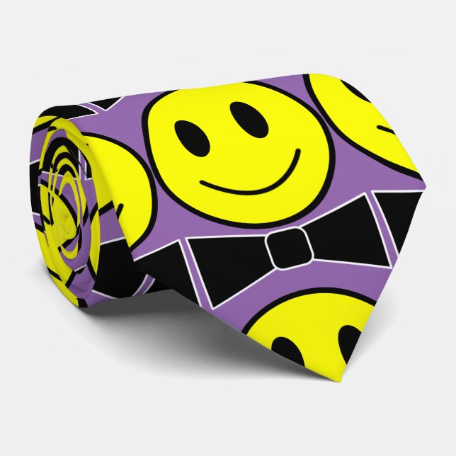 Happy Face Bow Tie Necktie (Rolled)