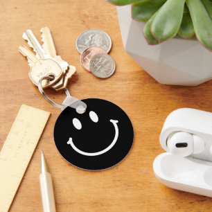 Happy Face Button Key Ring