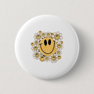 Happy Face Daisy Flower Preppy Aesthetic Smile Fac 6 Cm Round Badge