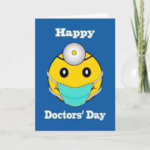 Happy Face Doctors' Day, Happy Face with Mask Card