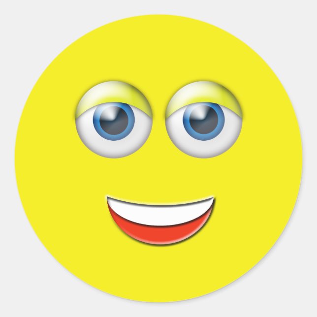 Happy Face Emoji Classic Round Sticker (Front)