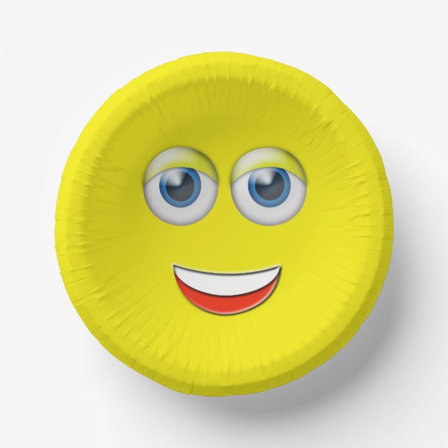 Happy Face Emoji Paper Plate (Front)