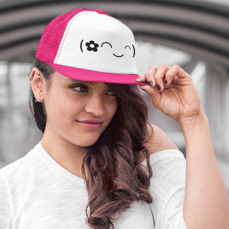 Happy Face Flower Emoticon Trucker Hat