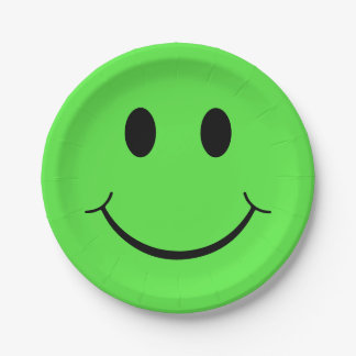 Happy Face Graphic | Green Paper Plate