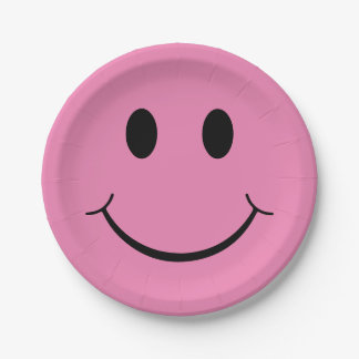 Happy Face Graphic | Pink Paper Plate