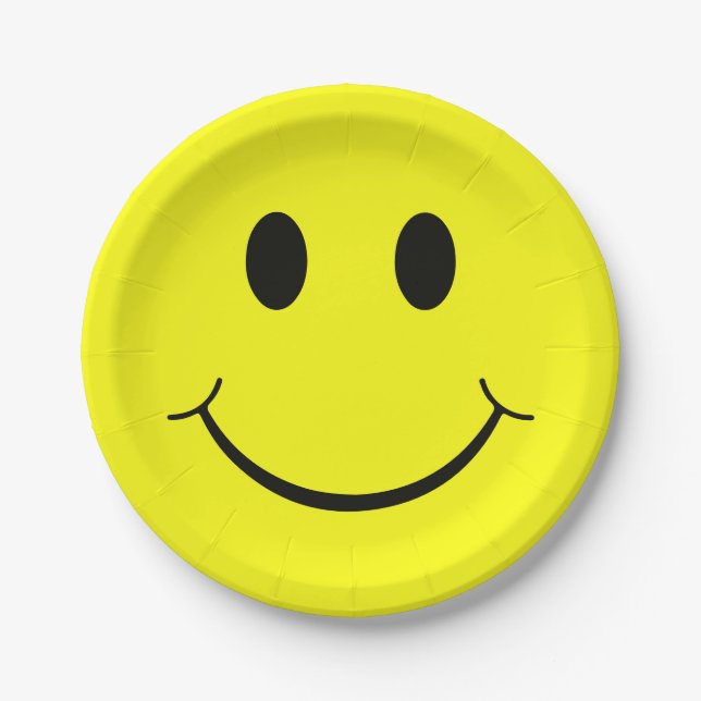 Happy Face Graphic | Yellow Paper Plate (Front)