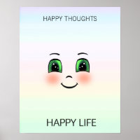 Happy face & happy thoughts on pastel colours