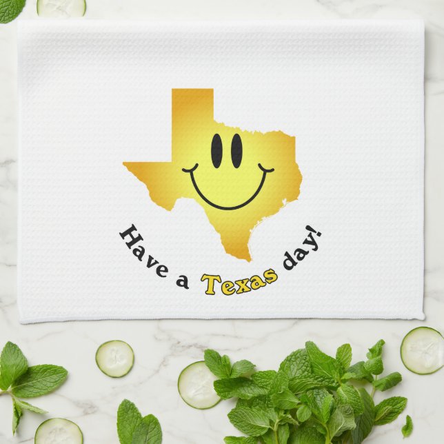 Happy Face - Have a Texas Day! Tea Towel (Folded)