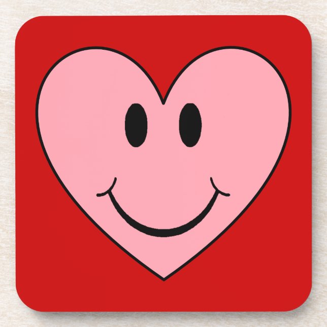 Happy Face Heart Coaster (Front)