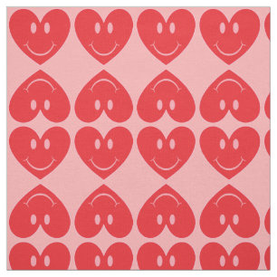 Happy Face Heart Fabric