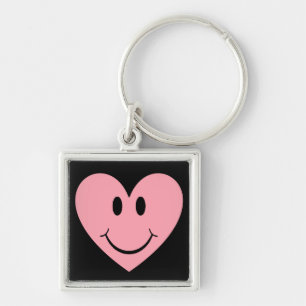 Happy Face Heart Key Ring