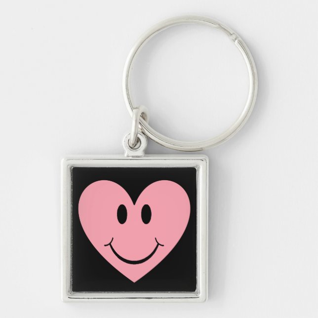 Happy Face Heart Key Ring (Front)