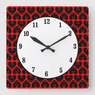 Happy Face Heart Square Wall Clock
