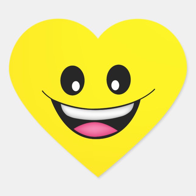 Happy Face Heart Sticker (Front)