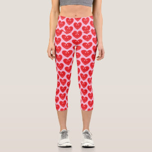 Happy Face Hearts Capri Leggings
