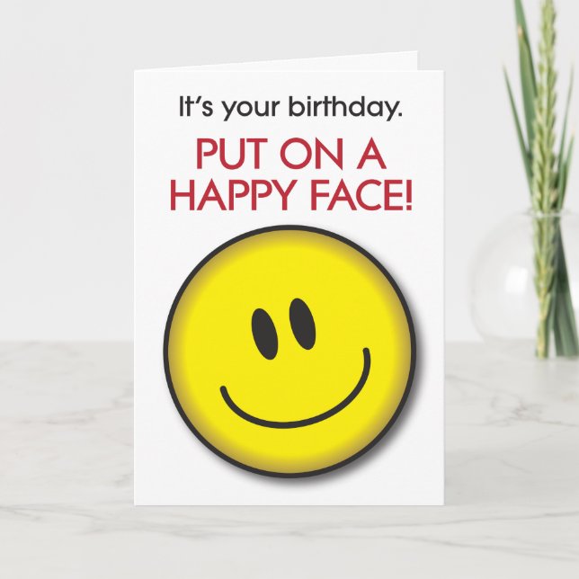 Happy Face Humourous Birthday Card (Front)