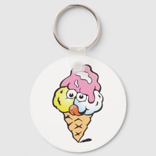Happy Face Ice Cream Key Ring