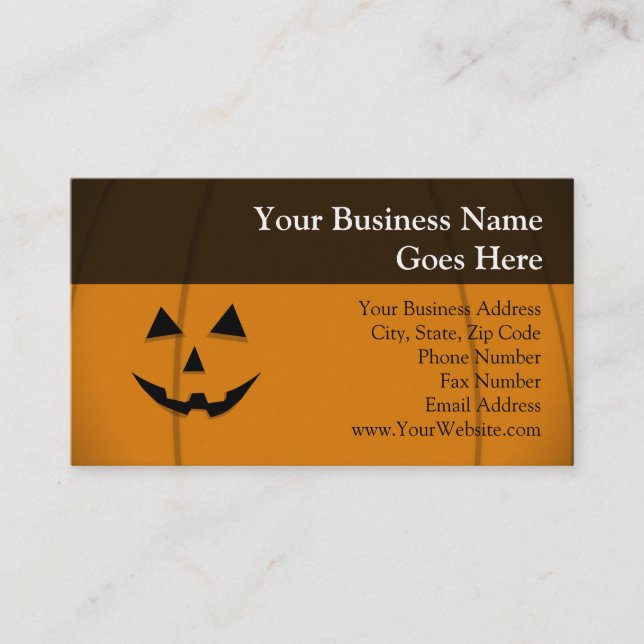 Happy Face Jack-O-Lantern Business Card (Front)
