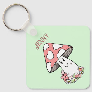 Happy Face Mushroom Keychain