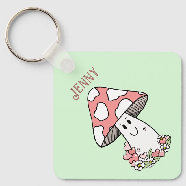 Happy Face Mushroom Keychain (Front)