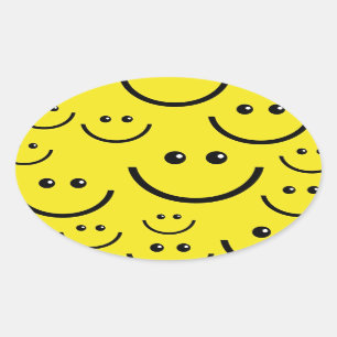 happy face oval sticker