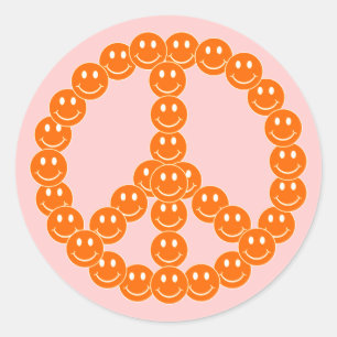 Happy Face Peace Classic Round Sticker