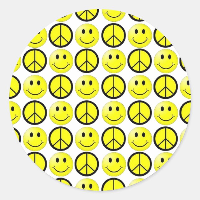 Happy Face Peace Classic Round Sticker (Front)
