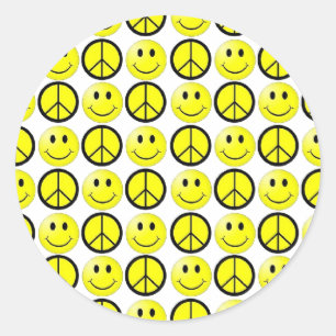 Happy Face Peace Classic Round Sticker