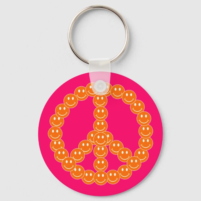 Happy Face Peace Key Ring (Front)