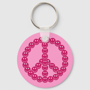 Happy Face Peace Key Ring