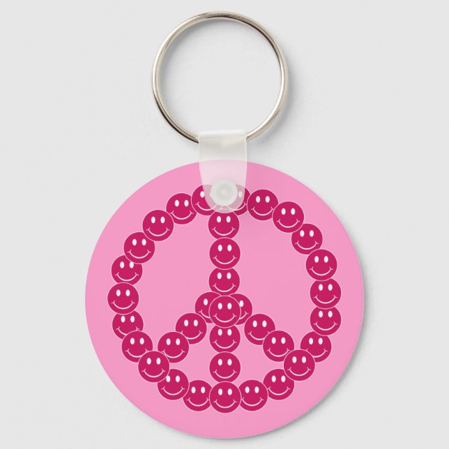Happy Face Peace Key Ring (Front)
