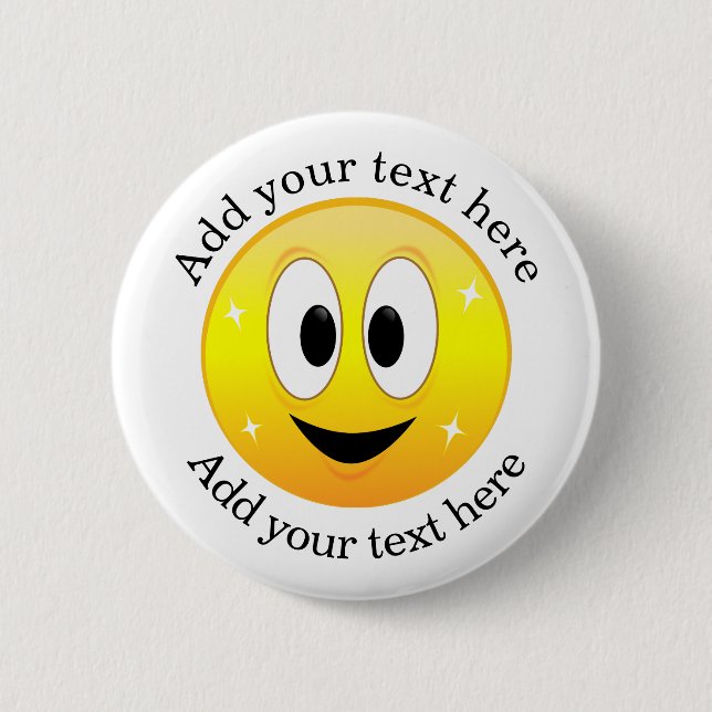 Happy Face Personalised 6 Cm Round Badge (Front)