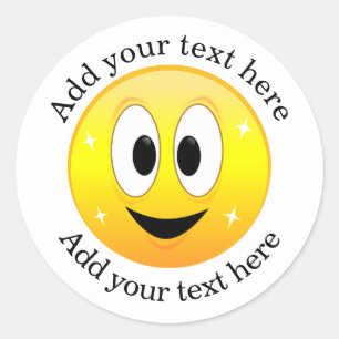 Happy Face Personalised Classic Round Sticker