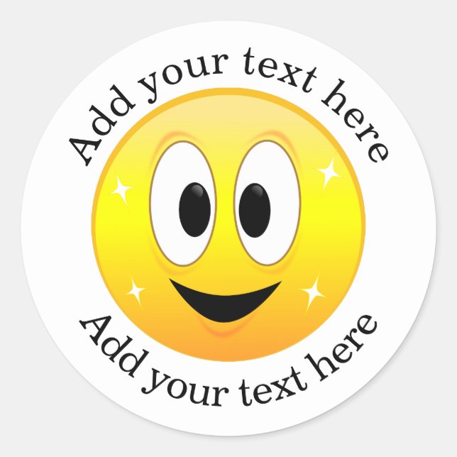 Happy Face Personalised Classic Round Sticker (Front)