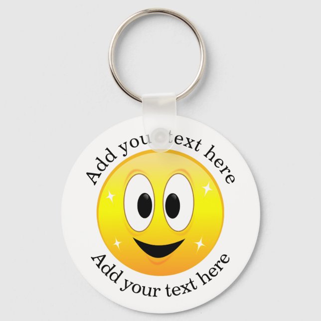 Happy Face Personalised Key Ring (Front)
