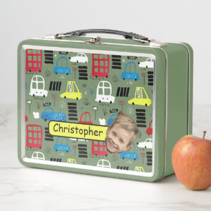 Happy Face Photo and Name Kids boxMetal Lunchbox
