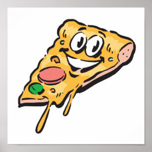 happy face pizza slice poster