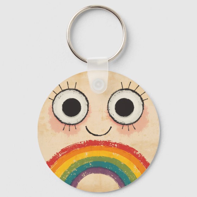 HAPPY FACE RAINBOW KEY RING (Front)