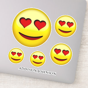 Happy Face Red Heart Eyes Collection Add Name 8"