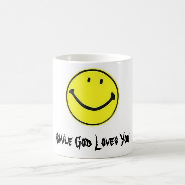 happy face, Smile God Loves You Coffee Mug (Center)