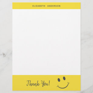 Happy Face Smiling Thank You Add Name Custom Letterhead
