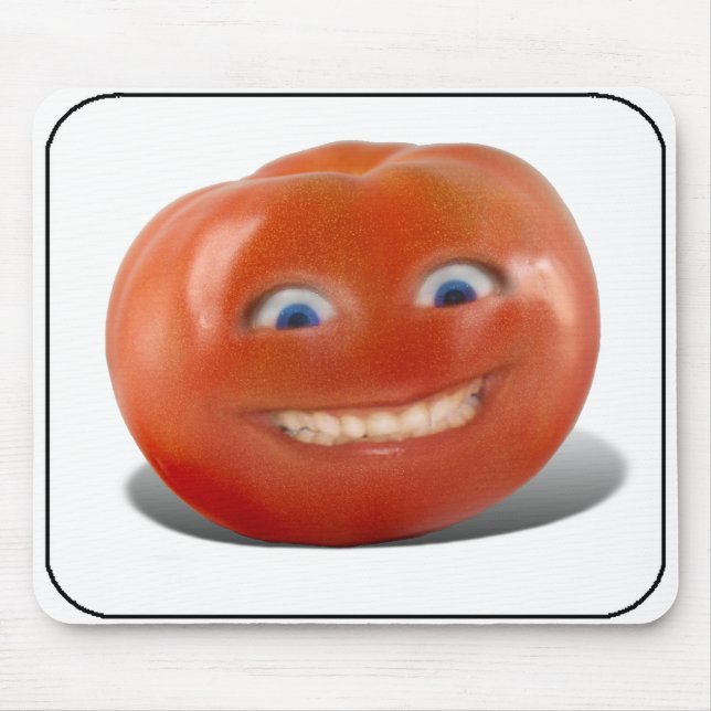 Happy Face Smiling Tomato Mouse Mat (Front)